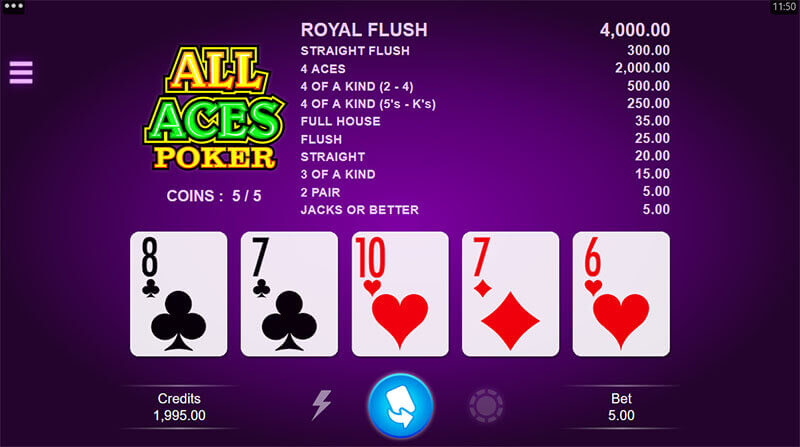 All Aces Video Poker