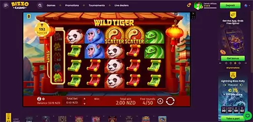 Wild Tiger slot at Bizzo Casino