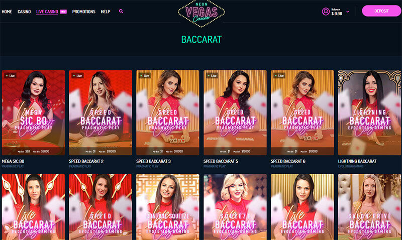 Live Baccarat variations