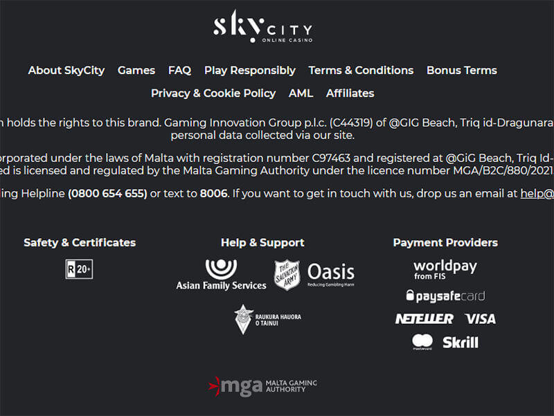 MGA licensed SkyCity casino