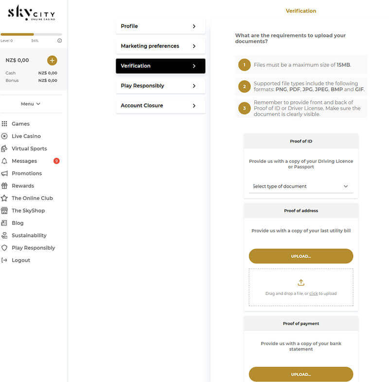 SkyCity casino verification