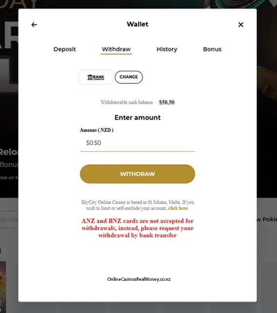 Withdraw amount