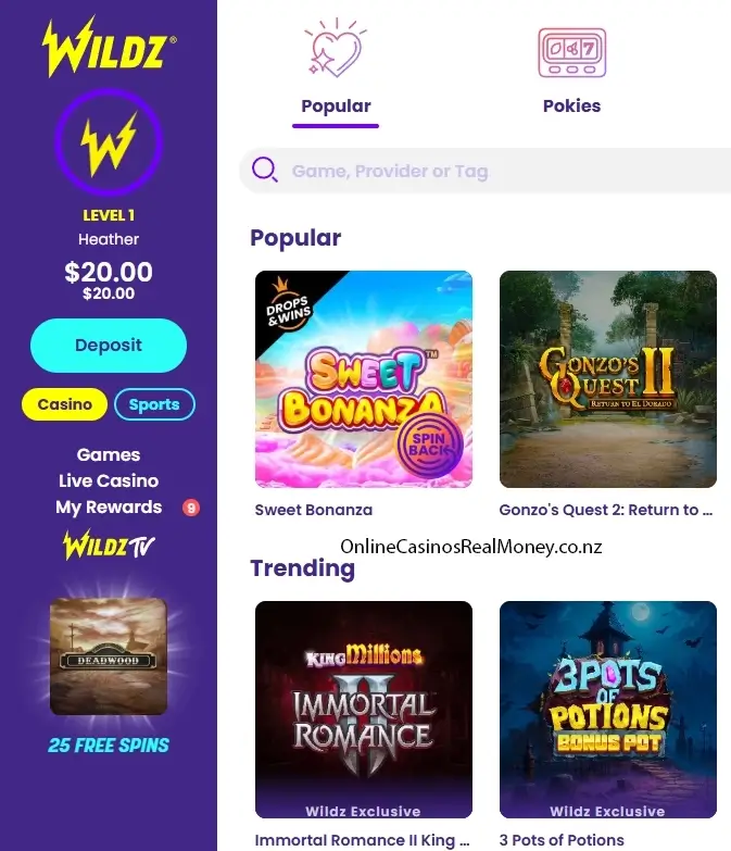 Deposit and bonus credited