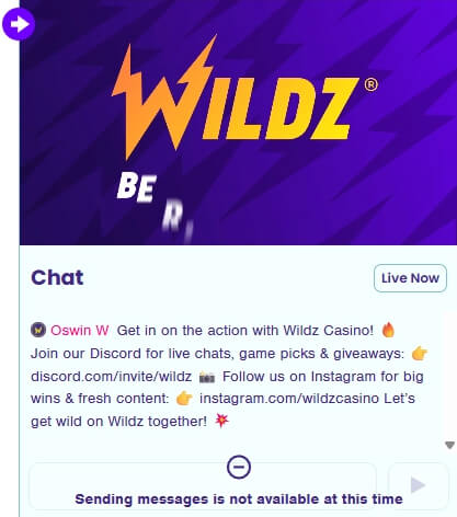 Wildz Support Chat not working