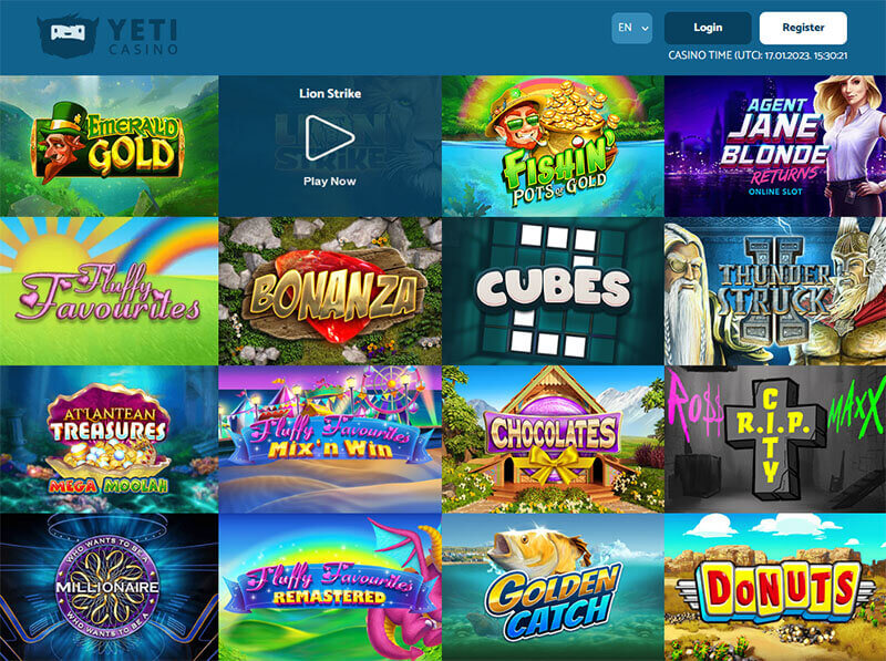 Yeti casino Microgaming games